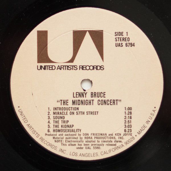 Lenny Bruce : The Midnight Concert (LP, Album, RE)