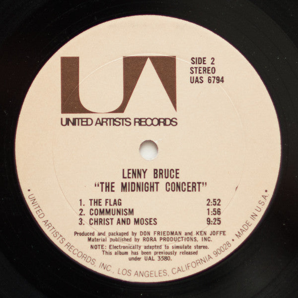 Lenny Bruce : The Midnight Concert (LP, Album, RE)