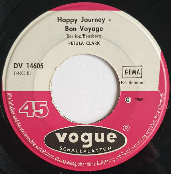 Petula Clark : Love - So Heißt Mein Song / Happy Journey - Bon Voyage (7", Single)