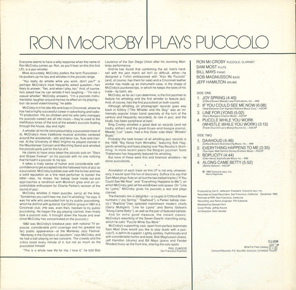 Ron McCroby : Ron McCroby Plays Puccolo (LP, Album)