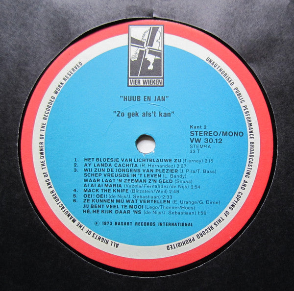 Huub En Jan : Zo Gek Als 't Kan (LP, Album)