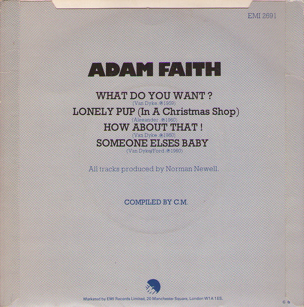 Adam Faith : What Do You Want? (7", EP)