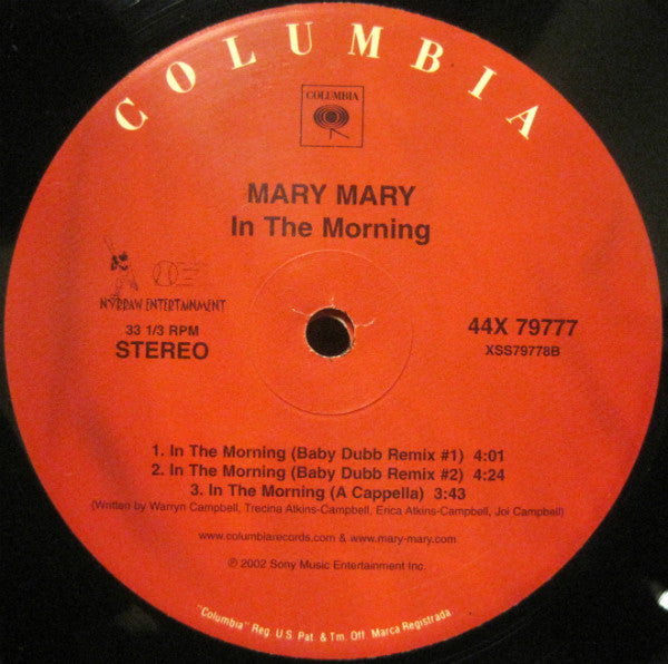 Mary Mary : In The Morning (2x12")