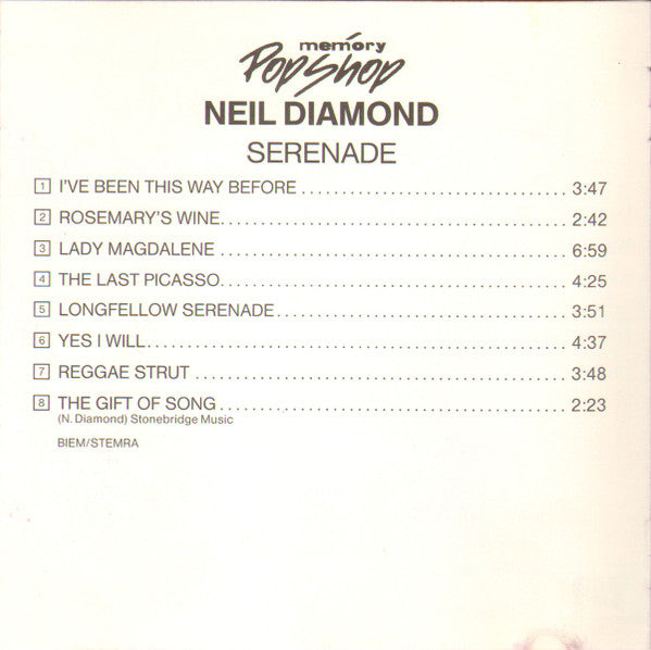 Neil Diamond : Serenade (CD, Album, RE)