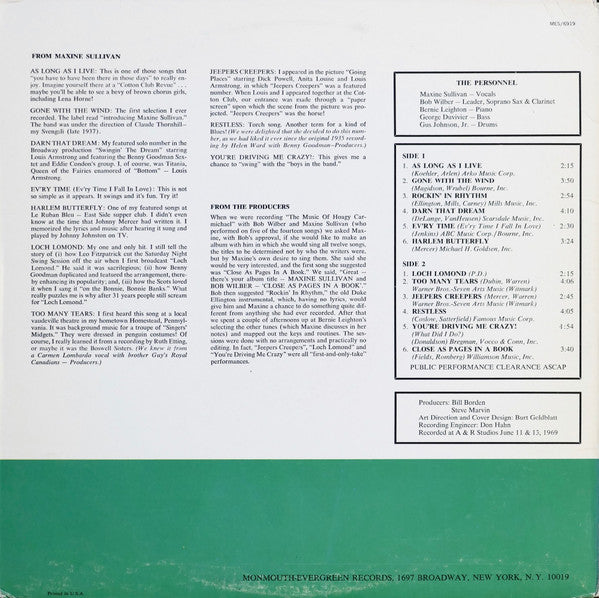 Maxine Sullivan / Bob Wilber : Close As Pages In A Book (LP, Album, Uni)
