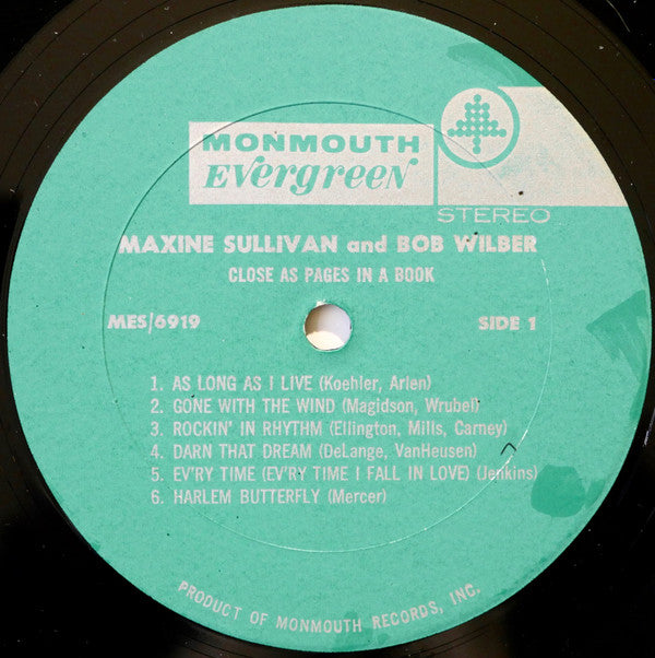 Maxine Sullivan / Bob Wilber : Close As Pages In A Book (LP, Album, Uni)