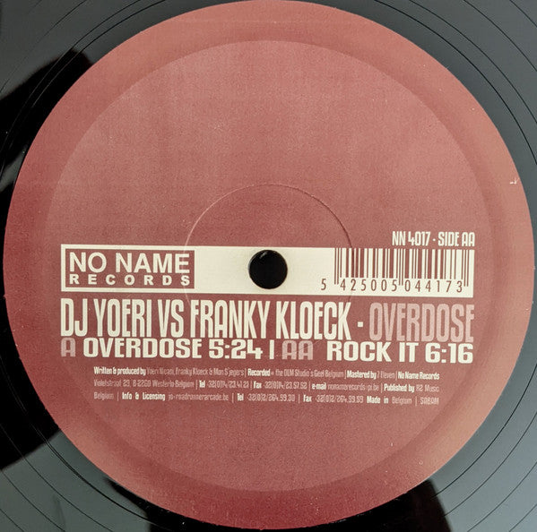 DJ Yoeri vs. Franky Kloeck : Overdose (12")