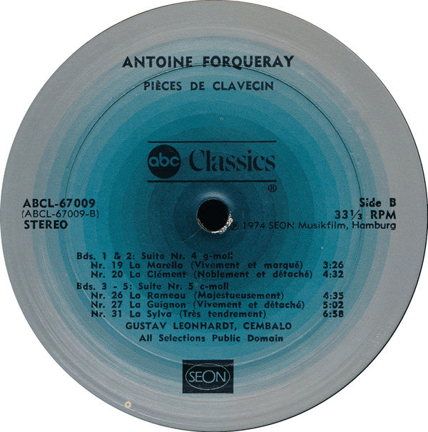 Antoine Forqueray - Gustav Leonhardt : Pièces De Clavecin (LP, Album)