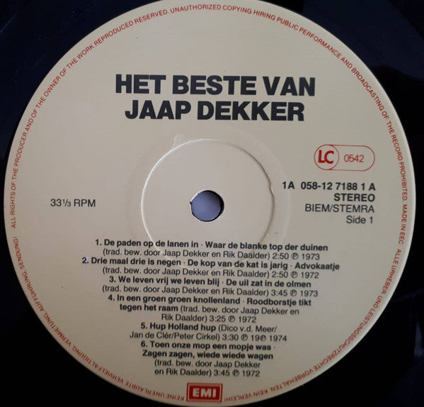 Jaap Dekker : Het Beste van Jaap Dekker (LP, Comp)