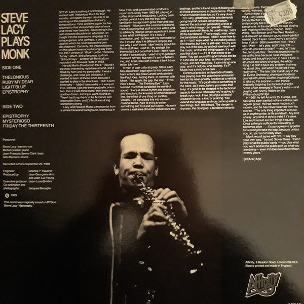 Steve Lacy : Plays Monk (LP, Album, RE)