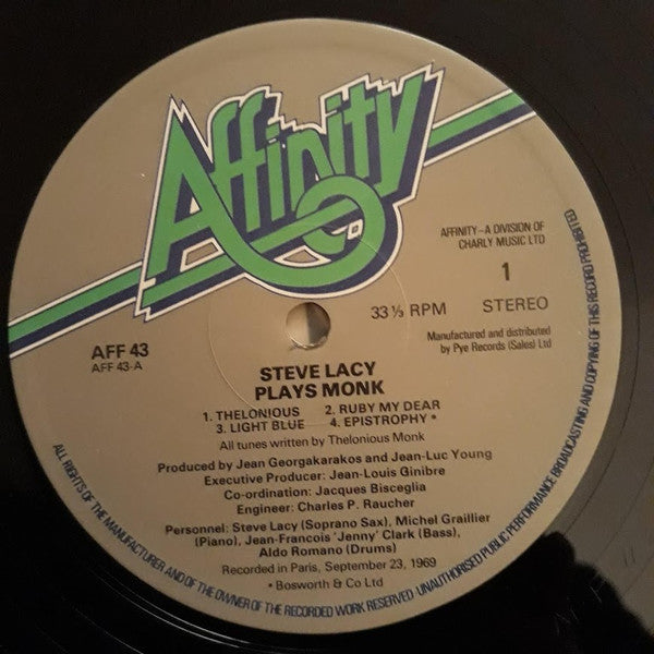 Steve Lacy : Plays Monk (LP, Album, RE)