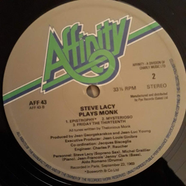 Steve Lacy : Plays Monk (LP, Album, RE)