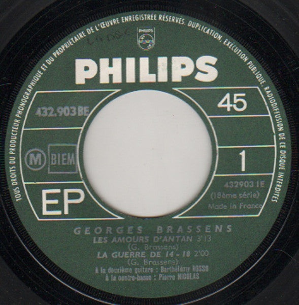 Georges Brassens : 18e Série (7", EP, RE)