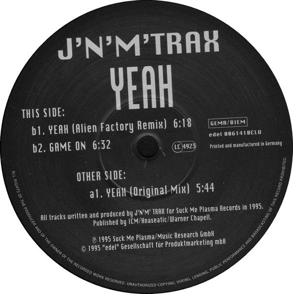 J'N'M Trax : Yeah (12")