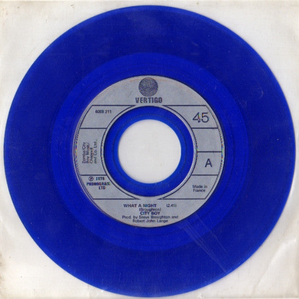 City Boy : What A Night (7", Single, Blu)