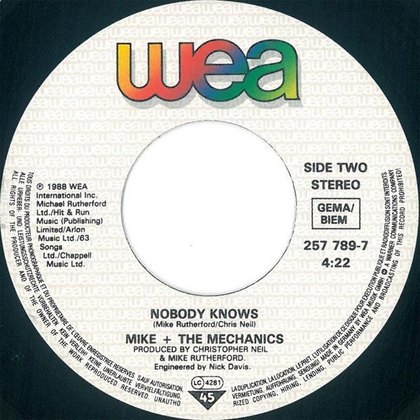 Mike + The Mechanics* : Nobody's Perfect (7", Single)