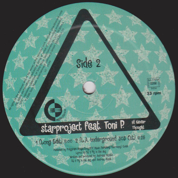 Starproject Feat. Toni P. : I'd Never Thought (12")