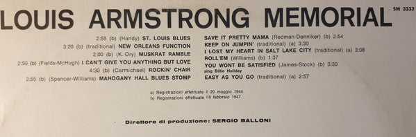 Louis Armstrong : Louis Armstrong Memorial (LP, Comp)