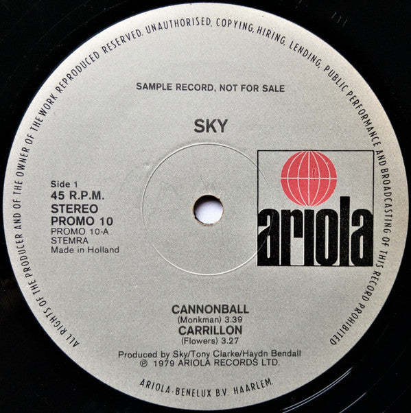 Sky (4) / Joe Egan : Sample Record (12", Promo)