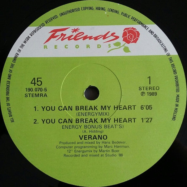 Maria Verano : You Can Break My Heart (12")