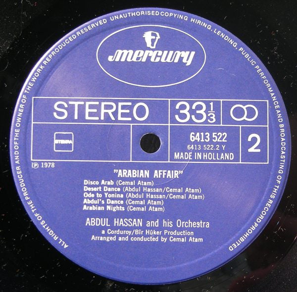 Abdul Hassan Orchestra : Arabian Affair (Special Disco~Version) (LP, Album)