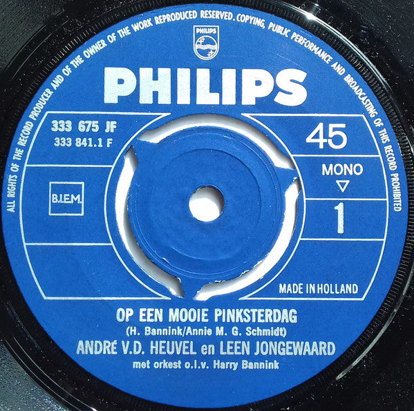 André van den Heuvel En Leen Jongewaard : Op Een Mooie Pinksterdag (7", Single, Mono)