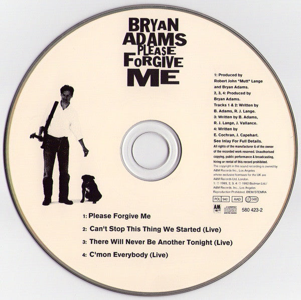 Bryan Adams : Please Forgive Me (CD, Single)