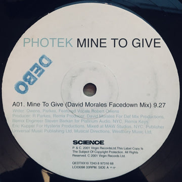 Photek : Mine To Give (12")