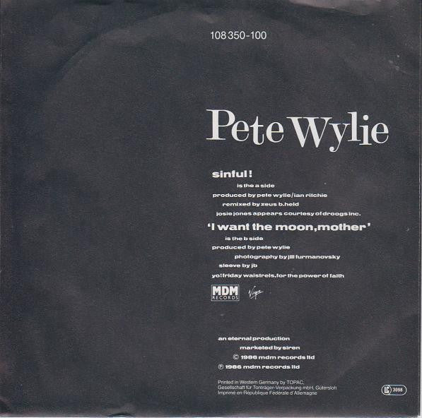 Pete Wylie : Sinful! (7", Single)