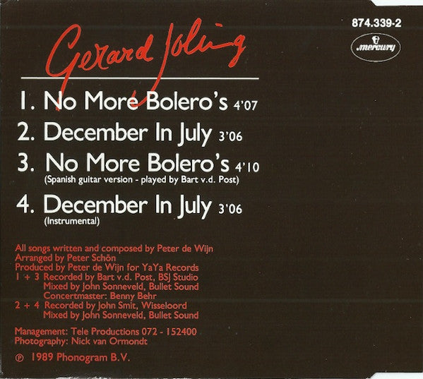Gerard Joling : No More Bolero's (CD, Maxi)