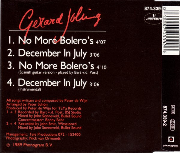 Gerard Joling : No More Bolero's (CD, Maxi)