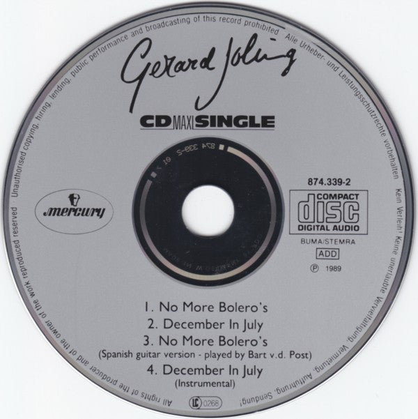 Gerard Joling : No More Bolero's (CD, Maxi)