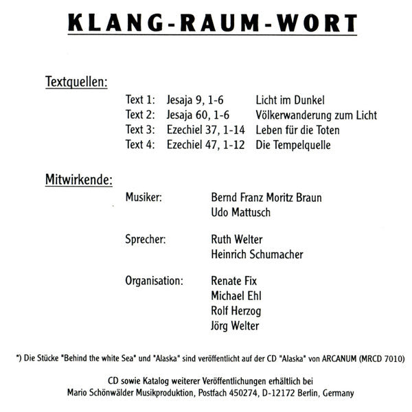 Arcanum : Klang-Raum-Wort (CD, Album, Ltd)
