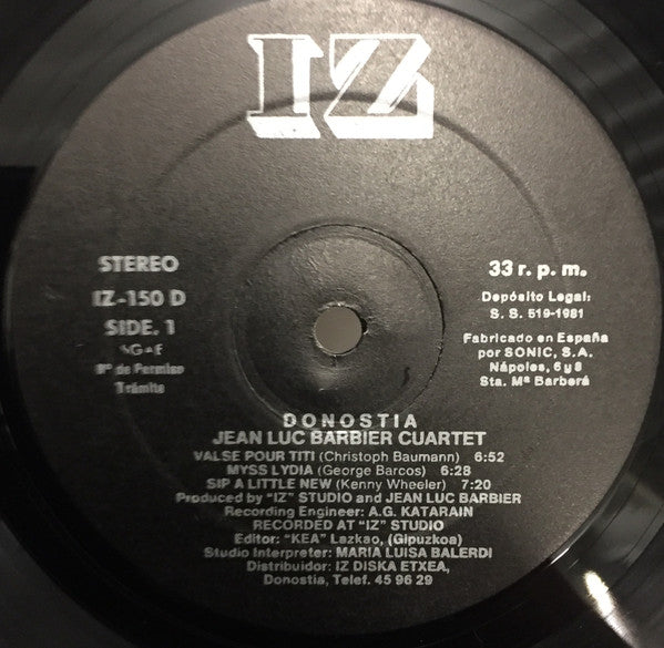 Jean-Luc Barbier Quartet : Donostia (LP, Album)