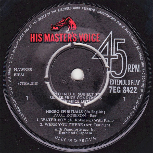 Paul Robeson : Negro Spirituals (7", EP, RP)
