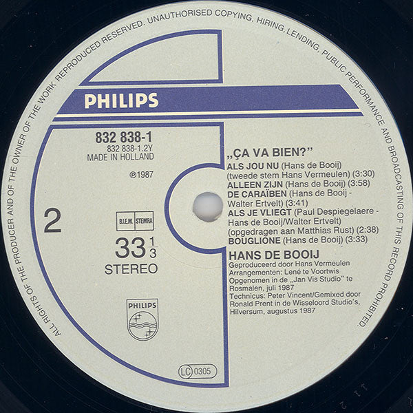 Hans de Booy : Ça Va Bien? (LP, Album)