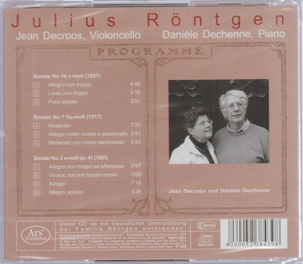 Julius Röntgen, Jean Decroos, Danielle Dechenne : 3 Cellosonates ...vol 2 (CD, Album)
