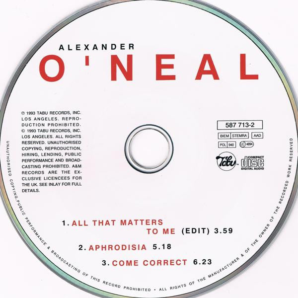 Alexander O'Neal : All That Matters To Me (CD, Single)