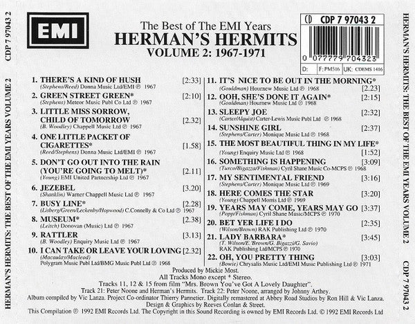 Herman's Hermits : The Best Of The EMI Years (Volume 2 1967 - 1971) (CD, Comp, Mono, RM)