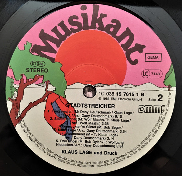 Klaus Lage : Stadtstreicher (LP, Album, RE)