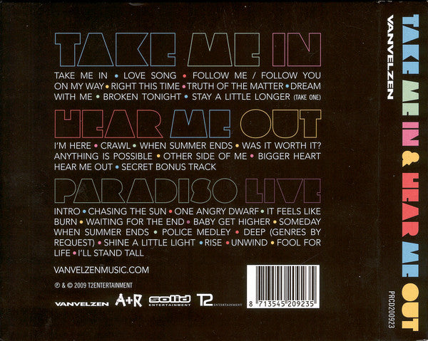 VanVelzen : Take Me In & Hear Me Out (CD, Album)