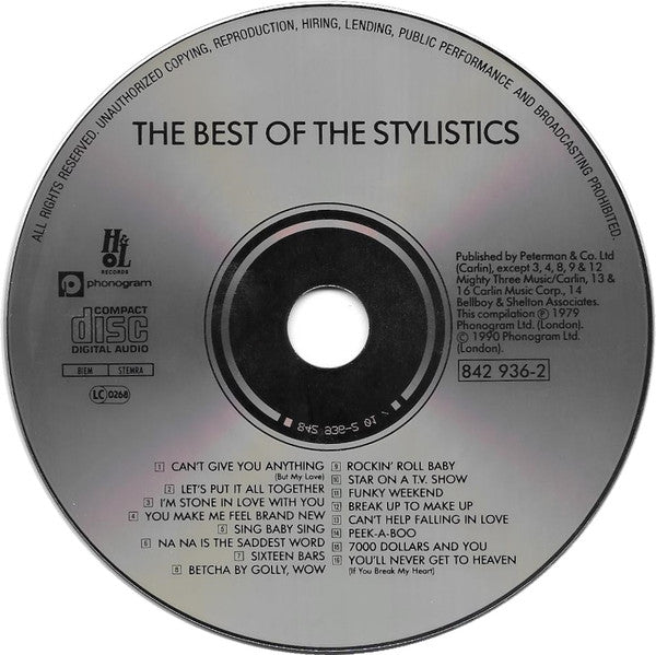 The Stylistics : The Very Best Of The Stylistics (CD, Comp)