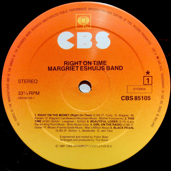 Margriet Eshuijs Band : Right On Time (LP, Album)