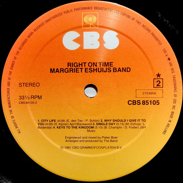 Margriet Eshuijs Band : Right On Time (LP, Album)