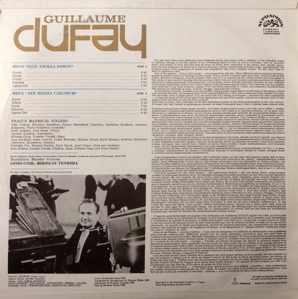 Guillaume Dufay, Prague Madrigal Singers, Miroslav Venhoda : Missa Ecce Ancilla Domini / Missa Ave Regina Caelorum  (LP, RP, Red)