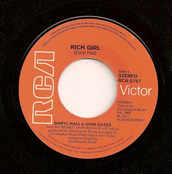 Daryl Hall & John Oates : Rich Girl (7", Single)