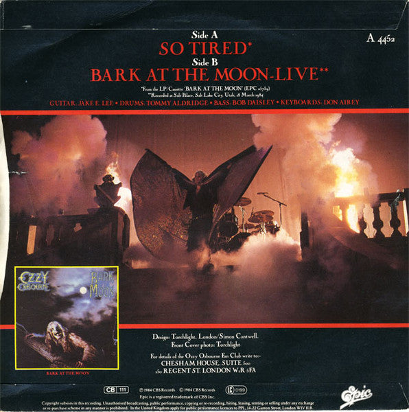 Ozzy Osbourne : So Tired (7", Single)