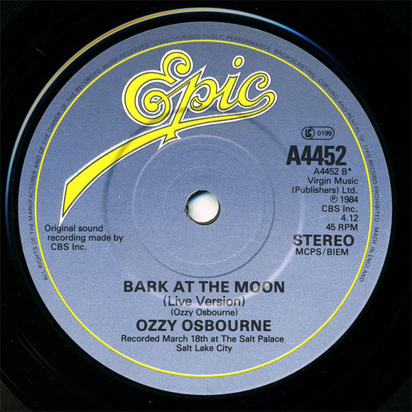Ozzy Osbourne : So Tired (7", Single)