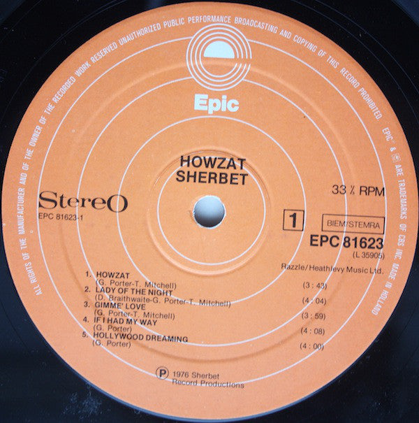 Sherbet : Howzat (LP, Album)