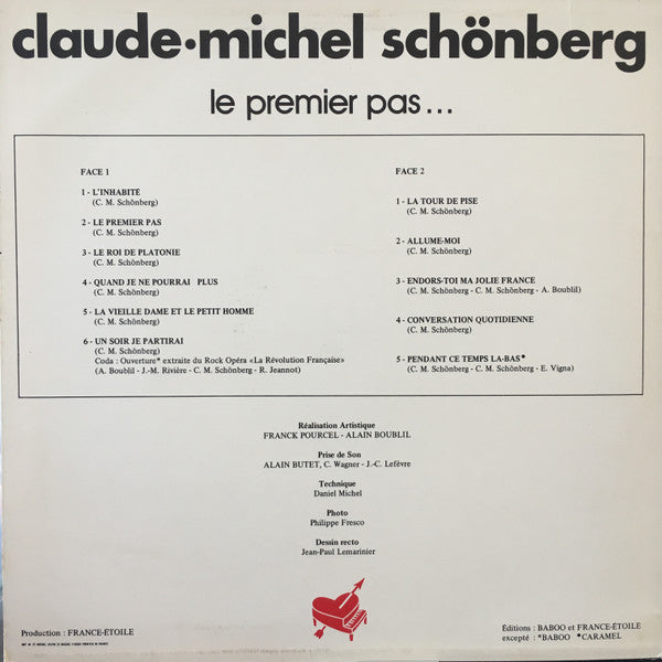 Claude.Michel Schönberg* : Le Premier Pas (LP, Album, Gat)